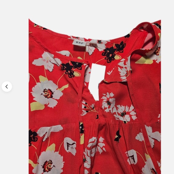 GAP Blouse Womens XL Coral Abstract Floral Cap Sleeve Lightweight Flowy Top NEW - Picture 3 of 8